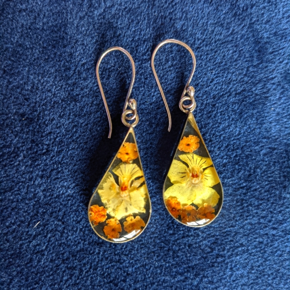 Yellow Flower Drop Earrings